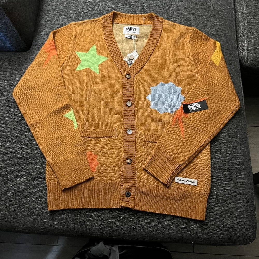 Billionaire Boys Club Sweater Mens Medium Brown Shooting Star Cardigan Knit